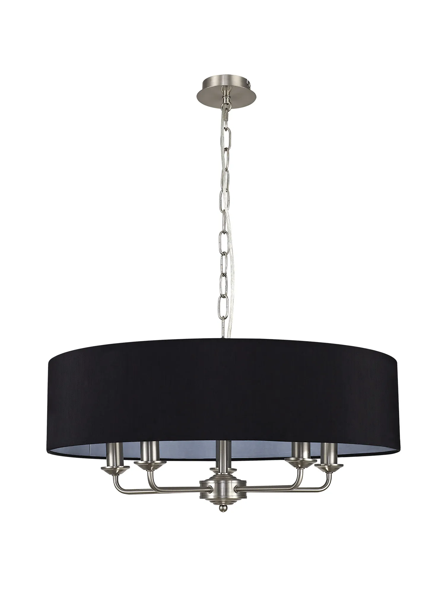 Banyan 60cm 5 Light Pendant Satin Nickel, Black DK0060  Deco Banyan SN BL